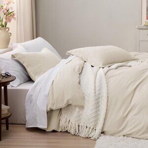 Bedsure Full Size Duvet Cover Set – Oat Milk – 3 Piece – New